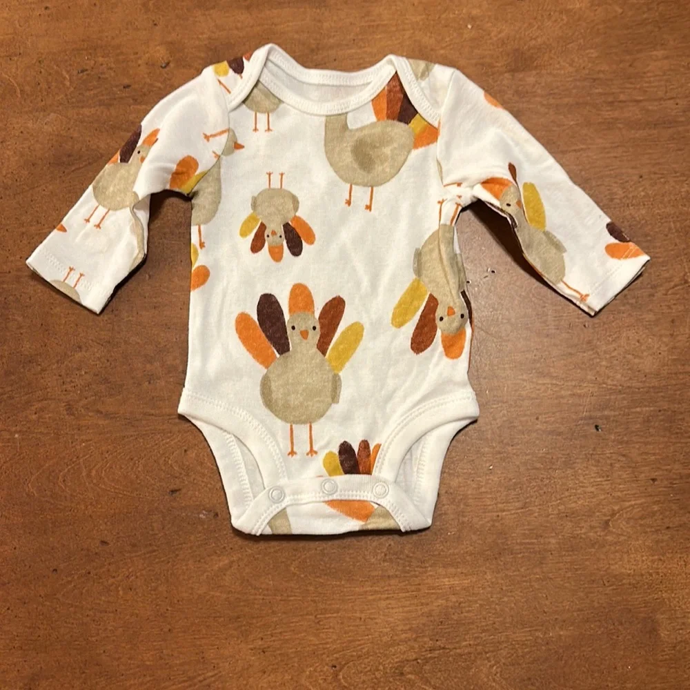 My First Thanksgiving set of 2 Turkey long sleeve 3 snap one piece